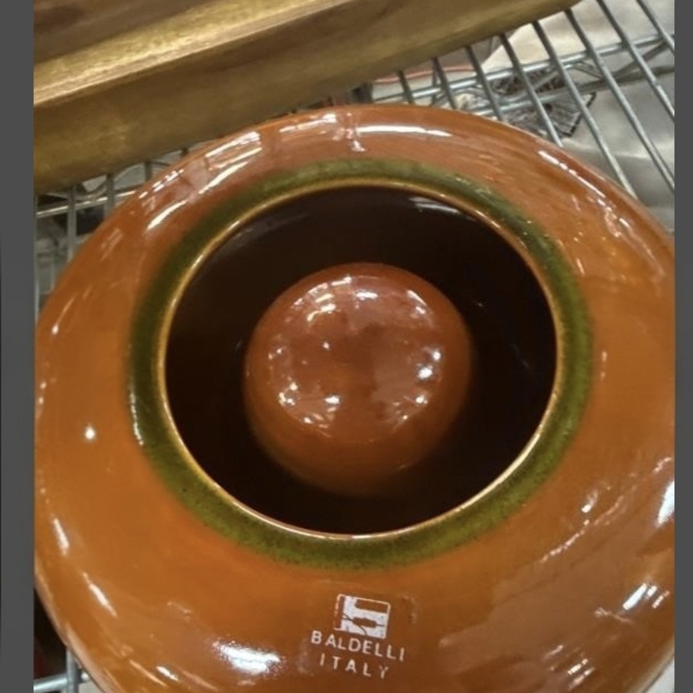 Vintage Baldelli Glazed Orange Pottery Ceramic Bowl Mid-Century Modern Art Italy - Picture 2 of 5